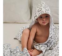 Ti TIN | Cape de Bain pour Bébé, 100x100 cm | Serviette de Bain Douce, Confortable, Absorbante - 90% coton 10% polyester - Tissu Éponge - Motif Pingouin - Couleur Bleu - 320g/m²