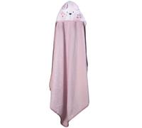 Ti TIN | Cape de Bain pour Bébé, 100x100 cm | Serviette de Bain Douce, Confortable, Absorbante - 90% Coton 10% Polyester - Tissu Éponge - Motif Lapin - Couleur Rose et Blanc - 340g/m²