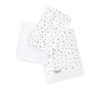 Ti TIN, Drap plat (80x130), Taie d’oreiller (28x50 cm) et Drap housse (80x50 cm) Imprimé pour Enfant | Ensemble Doux, Confortable et Anti allergène - 100% Coton - Motif Étoile - Couleur Blanc et Gris