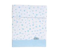 Ti TIN, Drap plat (80x130), Taie d’oreiller (28x50 cm) et Drap housse (80x50 cm) Imprimé pour Enfant | Ensemble Doux, Confortable et Anti allergène - 100% Coton - Motif Étoile - Couleur Blanc et Bleu