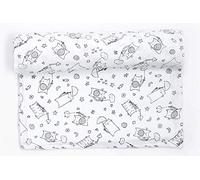 Ti TIN | Lange en Mousseline pour Bébé, 125x125 cm | 100% Coton - Lange Gaz Doux, Léger et Multifonction - Motif Chat - Couleur Blanc et Gris - 100gr/m²