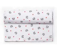 Ti TIN | Lange en Mousseline pour Bébé, 125x125 cm | 100% Coton - Lange Gaz Doux, Léger et Multifonction - Motif Panda et Coeur - Couleur Blanc et Rouge - 100gr/m²