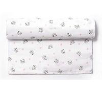 Ti TIN | Lange en Mousseline pour Bébé, 125x125 cm | 100% Coton - Lange Gaz Doux, Léger et Multifonction - Motif Panda et Coeur - Couleur Blanc et Rose - 100gr/m²