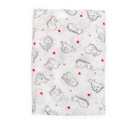 Ti TIN | Lange en Mousseline pour Bébé, 125x125 cm | 100% Coton - Lange Gaz Doux, Léger et Multifonction - Motif Dinosaure et Coeur - Couleur Blanc et Rouge - 100gr/m²
