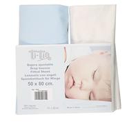Ti TIN | Lot de 2 Draps Housses pour Lit Enfant/Bébé, 50x80 cm | Drap housse Doux, Respirant, Confortable et Réglable - 100% Coton - Sans Motif - Couleur Unie Blanc et Bleu