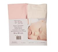 Ti TIN | Lot de 2 Draps Housses pour Lit Enfant/Bébé, 70x140 cm | Drap housse Doux, Respirant, Confortable et Réglable - 100% Coton - Sans Motif - Couleur Unie Blanc et Rose
