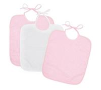 Ti TIN | Lot de 3 Bavoirs en Éponge | Pour Bébé de Plus d'1 An | Fermeture avec des Rubans | 90% Coton | Couleurs Solides Rose Pastel | 28x32 cm