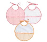 Ti TIN | Lot de 3 Bavoirs en Point de Croix | 6-9 Mois Bébé Fille | Fermeture par Lacets Très Facile à Enfiler | Éponge Coton 320 g/m² | Couleur Rose