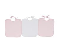 Ti TIN, Lot de 3 Bavoirs Imperméables, 33x36 cm | 90% Coton - 10% Polyester - Bavoirs pour Bébés de plus de 1 an - Boucle, Ruban de Fermeture - Sans Plastique - Couleur unie (Blanc et Rose) - 320gr/m²