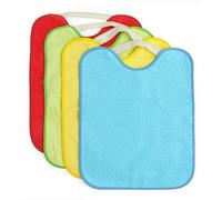Ti TIN| Lot de 4 Bavoirs Éponges Imperméables| 33x36 cm | 90% Coton 10% polyester - Bavoirs Bébés de plus de 1 an - Fermeture Élastique - Doublure Vinyle - Motif et Couleur unie - 320gr/m²