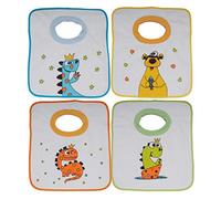 Ti TIN | Lot de 4 Bavoirs Imperméables, 33x36 cm | 90% Coton - 10% polyester - Bavoirs pour Bébés de plus d'un an - Fermeture en Col Élastique - Doublure Vinyle - Couleur Unie - 320gr/m²