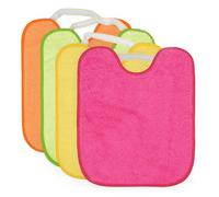 Ti TIN | Lot de 4 Bavoirs Imperméables Imprimés pour Bébés | Avec col en Caoutchouc Élastique | Avec Serviette en Éponge Doublée de Plastique