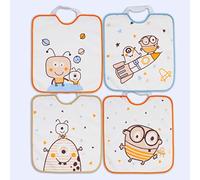 Ti TIN | Lot de 4 Bavoirs Imprimé Imperméable, 33x36 cm | 90% Coton - 10% Polyester - Bavoirs pour Bébés plus de 1 an - Fermeture Élastique - Doublure Vinyle - Motif Astronaute/Espace - 320g/m²