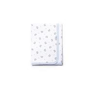 Ti TIN | Nids d’Ange (Lange) en Maille pour Bébé, 80x80 cm | 100% Coton - Lange Doux, Absorbant et Multifonction - Motif Panda et Coeur - Couleur Bleu - 180gr/m²
