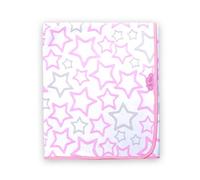 Ti TIN | Nids d’Ange (Lange) en Maille pour Bébé, 80x80 cm | 100% Coton - Lange Doux, Absorbant et Multifonction - Motif Étoile - Couleur Rose - 180gr/m²