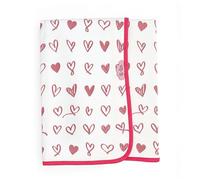 Ti TIN | Nids d’Ange (Lange) en Maille pour Bébé, 80x80 cm | 100% Coton - Lange Doux, Absorbant et Multifonction - Motif Coeur - Couleur Rose - 180gr/m²