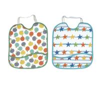Ti TIN | Pack 2 Bavoirs imperméables en coton tricoté avec poche | Bavoirs avec fermeture en caoutchouc pour les bébés de 6 à 18 mois | Bavoirs pour les repas | 23x28 cm
