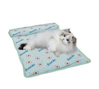 Tiajingzi CuteCooling Tapis de Refroidissement pour Chien et Chat en Soie glacée Douce et Pliable pour l'été, Tapis de Couchage Frais pour Chats avec Oreiller, Coussin de Glace Respirant pour Animal