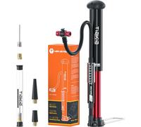 Tiakia Pompe a Velo avec Manometre, Aluminium Mini Pompe Velo, Pompe à vélo Pied Valve Schrader Presta pour Route et VTT