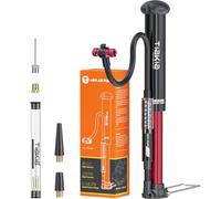 Tiakia Pompe a Velo Portable,Aluminium gonfleur Manuelle Pompe vélo | compatible Schrader/Presta/Dunlop,avec manomètre précis,gonflage rapide et peu fatigant,Petit et facile à transporter
