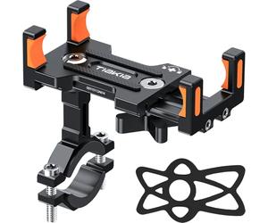 Tiakia Support de téléphone Portable Universel en Alliage d'aluminium pour vélo, Moto, Scooter, vélo - Fixation Rapide - pour Guidon d'extérieur - Pivotant à 360° - pour Smartphone de 4,5 à 7,0"