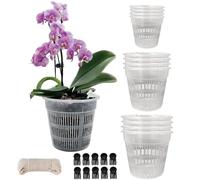 Tialero Lot de 12 Pots à orchidées Transparents avec Trous, 4 de Chaque Pot à orchidées de 11,4 cm, 14 cm, 16 cm, pour rempotage