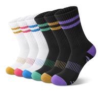 Tialfas Chaussettes Sport Femme 6 Paires Multicolore Chausson Chaussette Antidérapantes Rigolotes Hautes Running Homme Fantaisie en Coton Respirantes Adaptées au Sports Randonnée Gym Unisexe