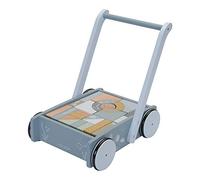 Tiamo Little Dutch 7021 Chariot d'apprentissage en bois avec blocs de construction Bleu océan