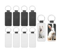 Tiamu 10 Pcs PU Porte-Clés Personnalisé Photo à Sublimation de Transfert de Chaleur, Anneaux Porte Clé, Porte-Clés de Voiture, Porte Clef Femme DIY Cadeau pour Amis Famille Mariage