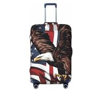 Tianbamxgdp Housse de protection lavable pour valise de 45,7 à 81,3 cm Motif aigle avec drapeau américain, Noir , L