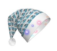 Tianbaozdp Chapeau de Noël avec imprimé dauphin océanique qui vous regarde, chapeau de Noël fantaisie LED brillant chapeau coloré de Père Noël couvre-chef fournitures de fête de vacances
