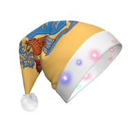 Tianbaozdp Chapeau de Noël avec imprimé drapeau du New Jersey - Chapeau de Noël fantaisie LED brillant - Chapeau coloré de Père Noël - Fournitures de fête