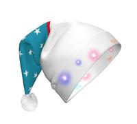 Tianbaozdp Drapeau de la République d'Ouzbékistan Imprimé Chapeau de Noël Nouveauté LED Brillant Chapeau Coloré Père Noël Chapeaux Vacances Fournitures de fête