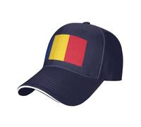 Tianbaozdp Drapeau de la Roumanie Imprimé Sandwich Casquette de Baseball Casquette Réglable Unisexe Casquette de Golf Casual Chapeau de Soleil, bleu marine, Taille unique