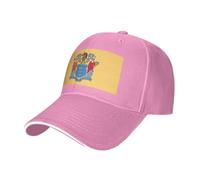 Tianbaozdp Drapeau du New Jersey imprimé Sandwich Casquette de baseball réglable Unisexe Casquette de golf décontractée Chapeau de soleil, rose, Taille unique