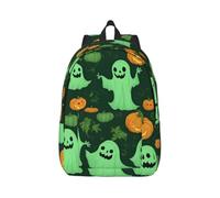 Tianbaozdp Green Ghost Horror Halloween Pumpkin 2 Print Canvas Backpack Casual Daypack Laptop Backpack Women Man Travel Bag Satchel, Noir , S, Décontracté