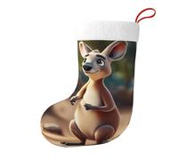 Tianbaozdp Lot de 2 chaussettes de Noël à suspendre avec motif zoo kangourou amusant pour cheminée en famille