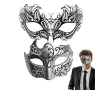 tiancaiyi Masque de mascarade en dentelle, costume de masque - 2X Couvre-visages avec bandeau pour les yeux masqués - Ensemble de masques de mascarade scintillants, accessoires de cosplay pour le