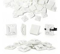 TIANCEWAN 100Pcs Embase Colson, Attache Cable Adhesif 40mm×40mm, Fixation Cable Electrique Auto-Adhesif, Serre Cable Plastique pour Gestion Câble PC, Maison et Bureau.