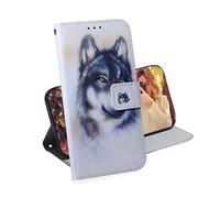 TIANCI Coque pour Xiaomi Mi 11 Lite 5G/4G, Peint en Animal Housse Portefeuille, Fermeture Magnétique Flip Antichoc Étui pour Xiaomi Mi 11 Lite 5G/4G Coque Cuir PU, Loup Blanc