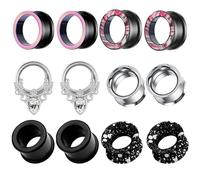 TIANCI FBYJS Tunnel d'oreille en acier inoxydable - Jauges de selle pour oreille - Silicone souple et flexible - Boucles d'oreilles écarteurs - Bijoux de piercing 0 g 2 g 00 g 1,2 cm, Métal, Agate