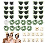 TIANCONGYUN Lot de 36 accessoires JGA pour enterrement de vie de jeune fille - Décoration pour enterrement de vie de jeune fille - 12 lunettes de soleil en forme de cœur - 12 autocollants de tatouage