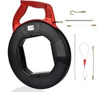 Tiandirenhe Aiguille Electricien 30 m x 4,5 mm Tire Fil avec 6 adaptateurs, ressort de traction flexible et fil de traction pour tubes vides, aide à la traction de câbles durables pour les travaux
