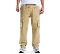 Tianerhay Pantalon Cargo Homme léger Full Stretch Taille Cordon de Serrage Ajustement lâche Casual Multi - Pocket Pants 1 Khaki 42