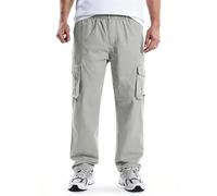 Tianerhay Pantalon Cargo Homme léger Full Stretch Taille Cordon de Serrage Ajustement lâche Casual Multi - Pocket Pants 1 Light Grey 40