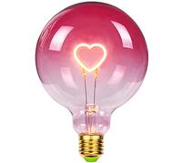 TIANFAN Ampoule Led Grand Globe Edison Ampoule G125 Rose Couleur Coeur Filament 2W Dimmable Spécialité Ampoule Décorative 220-240V E27