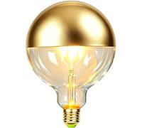 TIANFAN Ampoule LED Sans Ombre G125, 6W Dimmable, Tête Or/Miroir, 2700K Chaud, E27, Décor Edison Retro Industriel