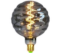 TIANFAN Decorative Glass Globe Bulb G125 Amber Swirls 4W Dimmable 2000kelvin super chaud Edison LED ampoule 220-240V E27 (Smoke)