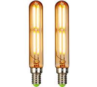 TIANFAN Lot de 2 ampoules LED 4 W T20 tubulaires à filament E14 Edison, petite base, 2 700 K, blanc chaud (Doré)