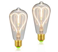 TIANFAN Lot de 2 ampoules LED Edison ST64 vintage en forme de cœur Ampoule à filament LED 220-240 V 4 W à intensité variable 2000 Kelvin Ampoules décoratives E27 (Transparent)
